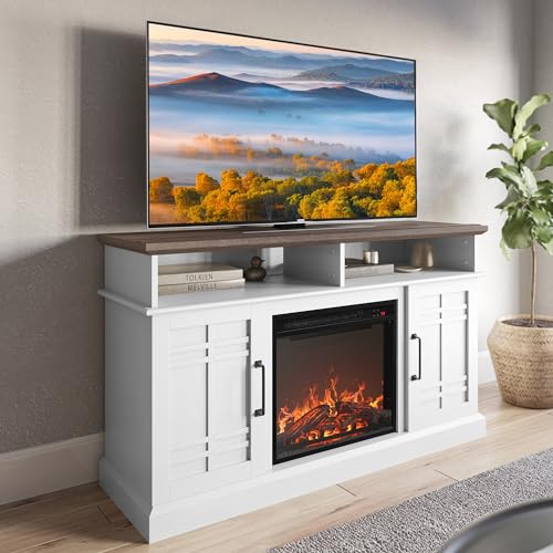 BELLEZE 48 TV Stand with 18 Electric Fireplace Heater
