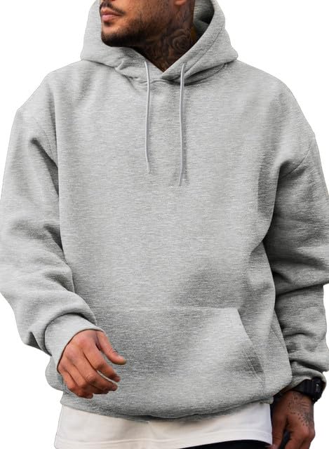 Mens Casual Cotton Pullover Hoodies Sweatshirts with Drawstring Collar.