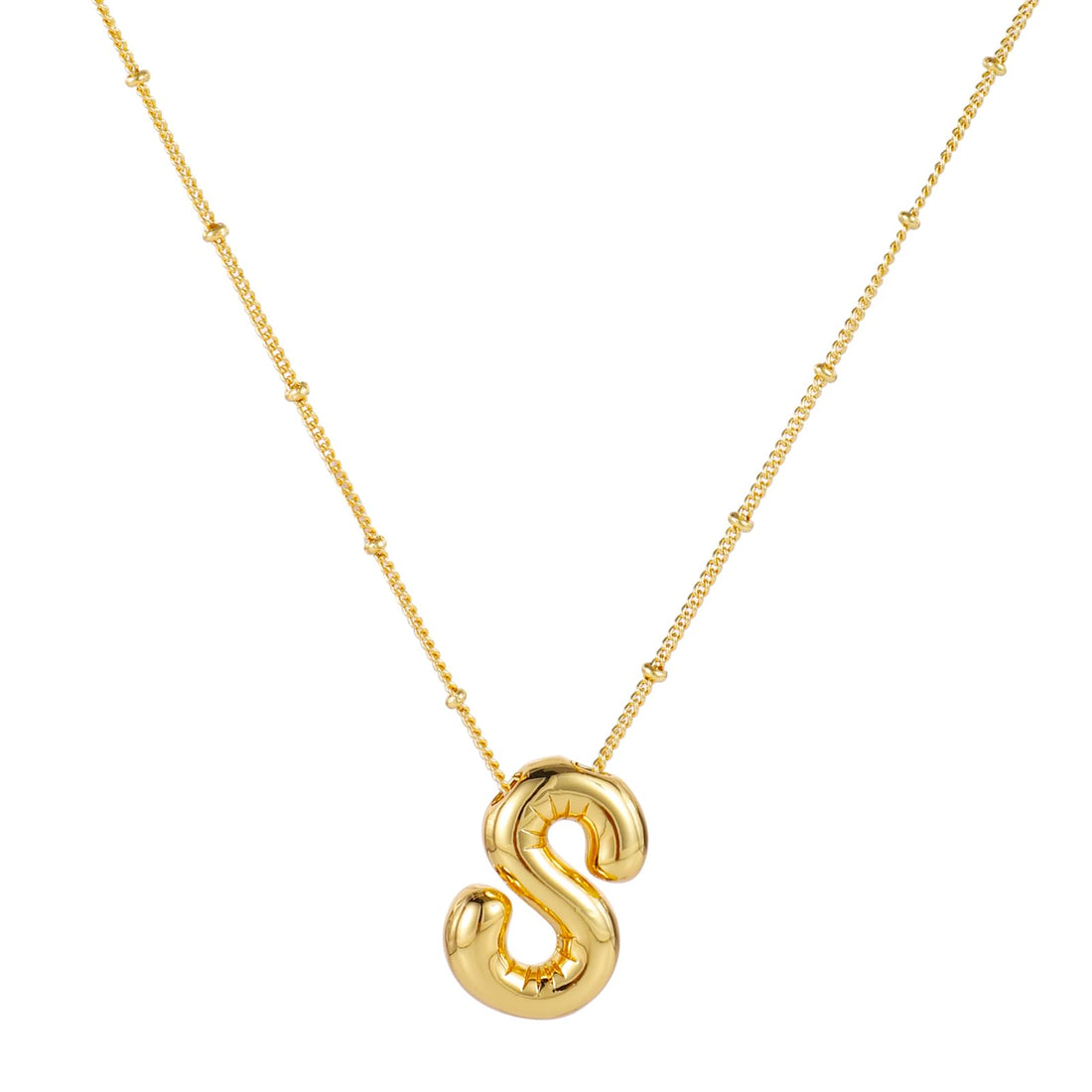 Bubble Letter Necklace, 14k Gold Plated Balloon Initial Necklace Personalized Balloon Alphabet Pendant Necklaces ...