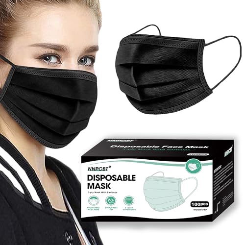 Black Disposable Face Masks for Protection Against Pollution and Germs.