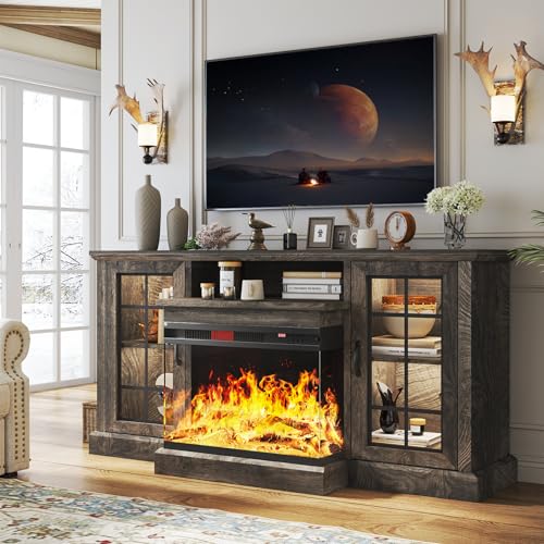 Oneinmil 59'' Fireplace TV Stand Media Entertainment Center Console Table