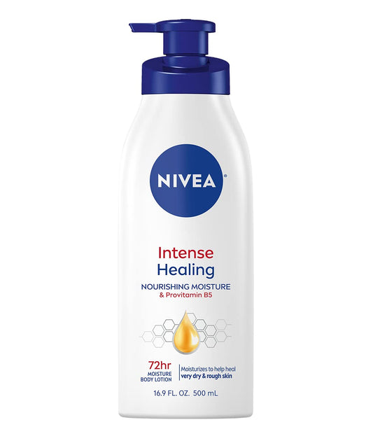 NIVEA's Intensive Healing Body Lotion for Dry Skin's Deep Moisture.