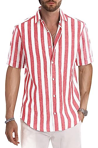 Stylish Casually Chic Striped Short Sleeve Dress Shirt for Summer