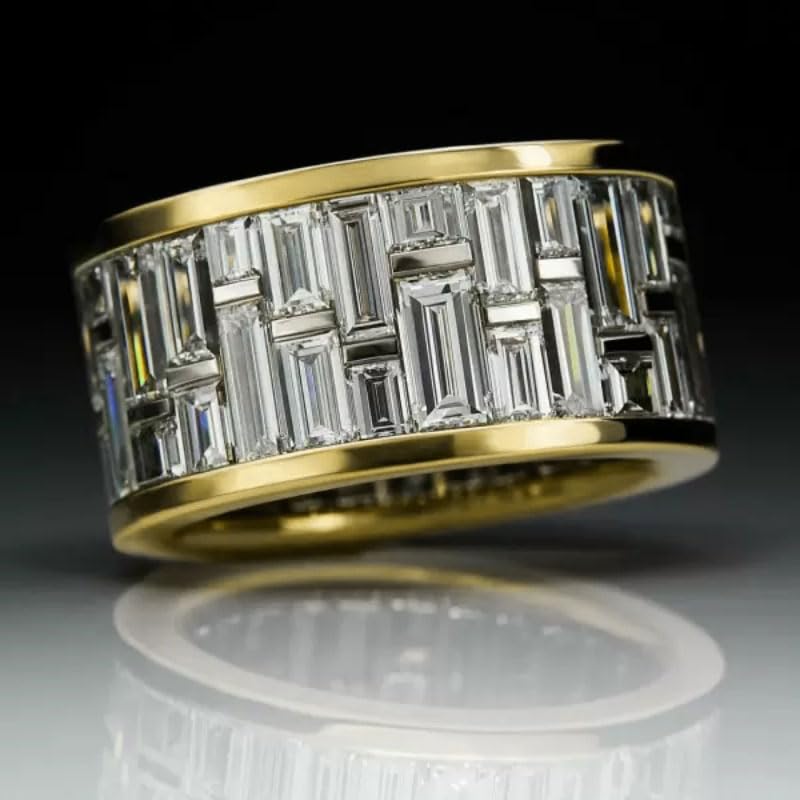 Cubic Zirconia Wide Rings for Women Engagement Wedding Band Rings Jewelry(A298_10).