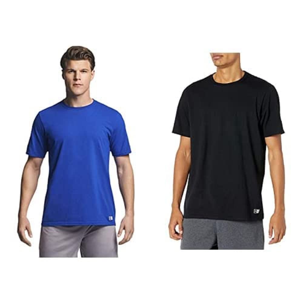 Russell Athletic Men's Dri-Power Cotton Blend Short Sleeve Tees, Moisture Wicking, Odor Protection, UPF 30+, Sizes ...