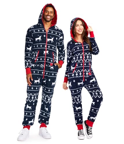 Jolly Holiday Fun: Onesie Jumpsuits with Pouches for Adults Too.