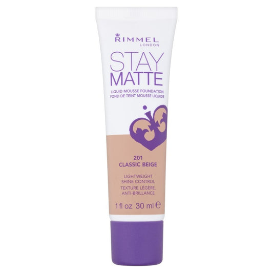 3 x Rimmel London Stay Matte Liquid Mousse Foundation 30ml - 201 Classic Beige.