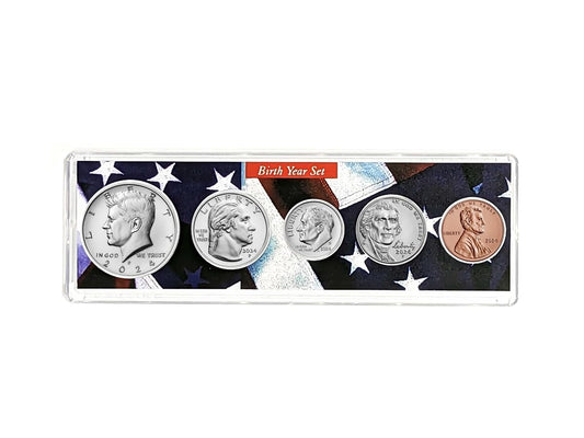 2024-5 Coin Birth Year Set in American Flag Holder Collection Seller Uncirculated