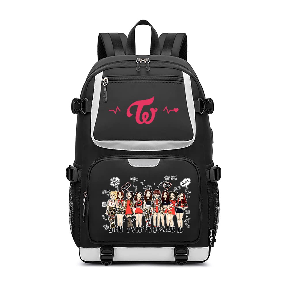 TPSTBAY Kpop Twice Women Backpack Large Daypack USB Change Laptop Bagpack Unisex Travel Shoulder ...