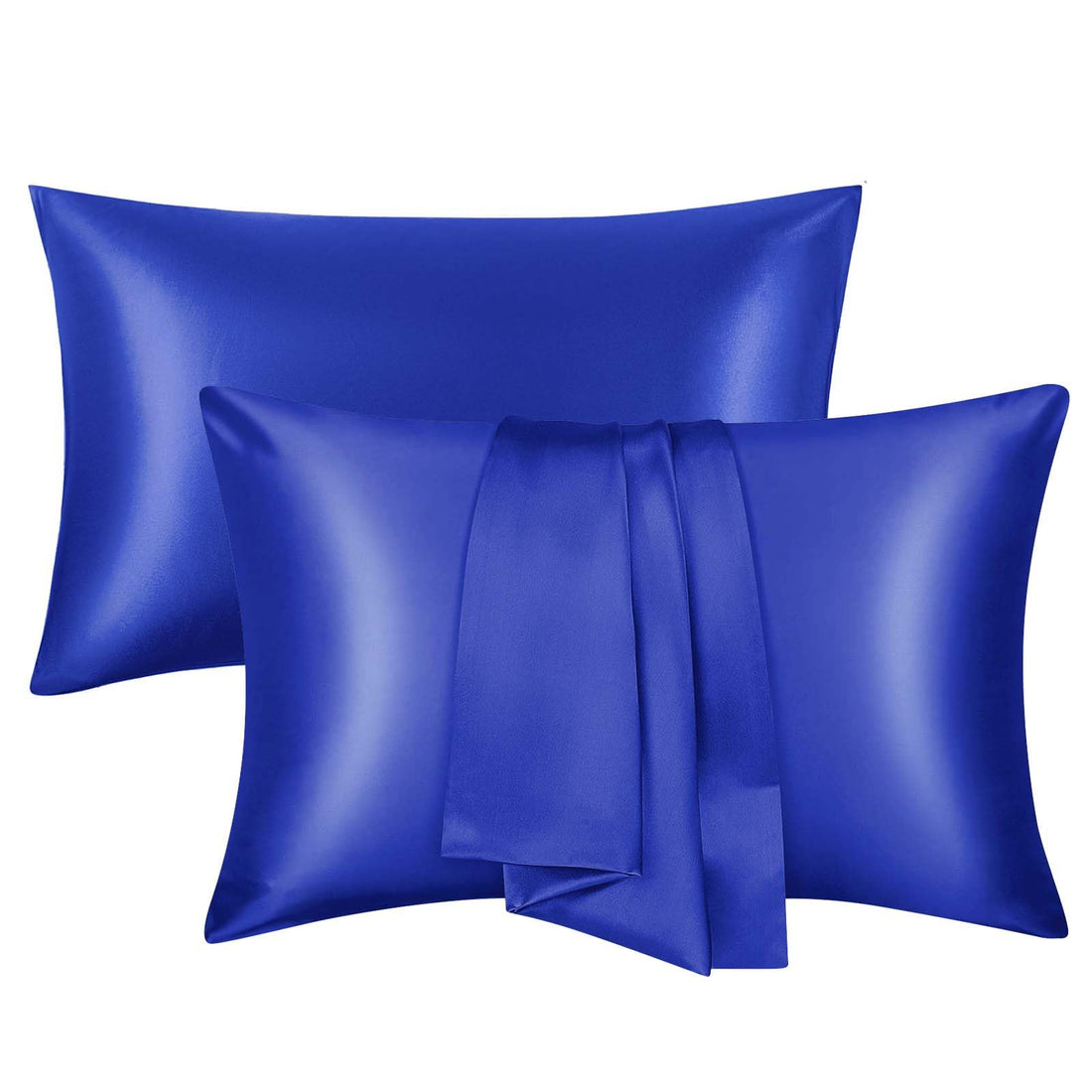 Navy Blue Silk Satin Pillowcase Sets for Skin and Hair Care