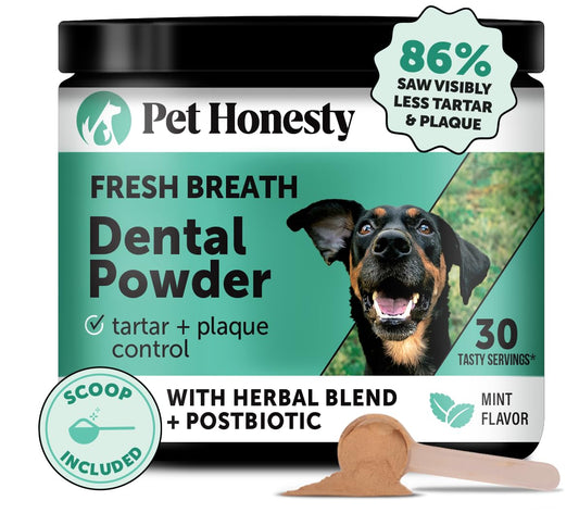 Natural Dog Dental Powder for Fresh Breath, Tartar Removal and Cleaning.