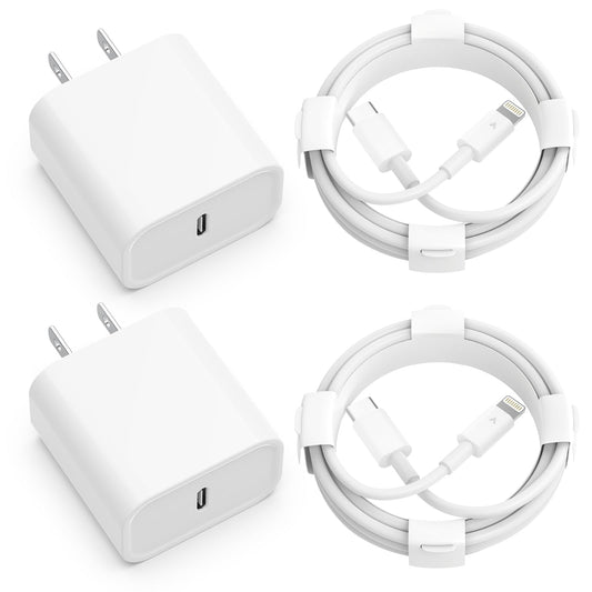 USB C Charger iPhone Charger Fast Charging 2Pack 20W Type C Wall Charger Block with 6FT Long USB C to Lightning Cable ...