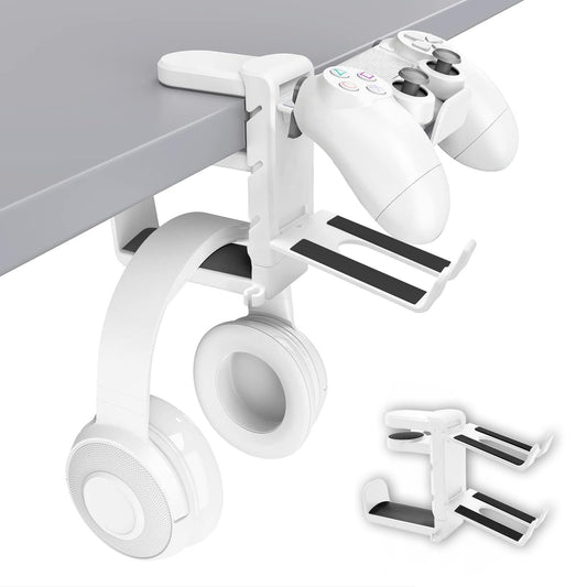 Rotating Headphone Stand with 360° Swivel - Adjustable Under Desk Headset Holder