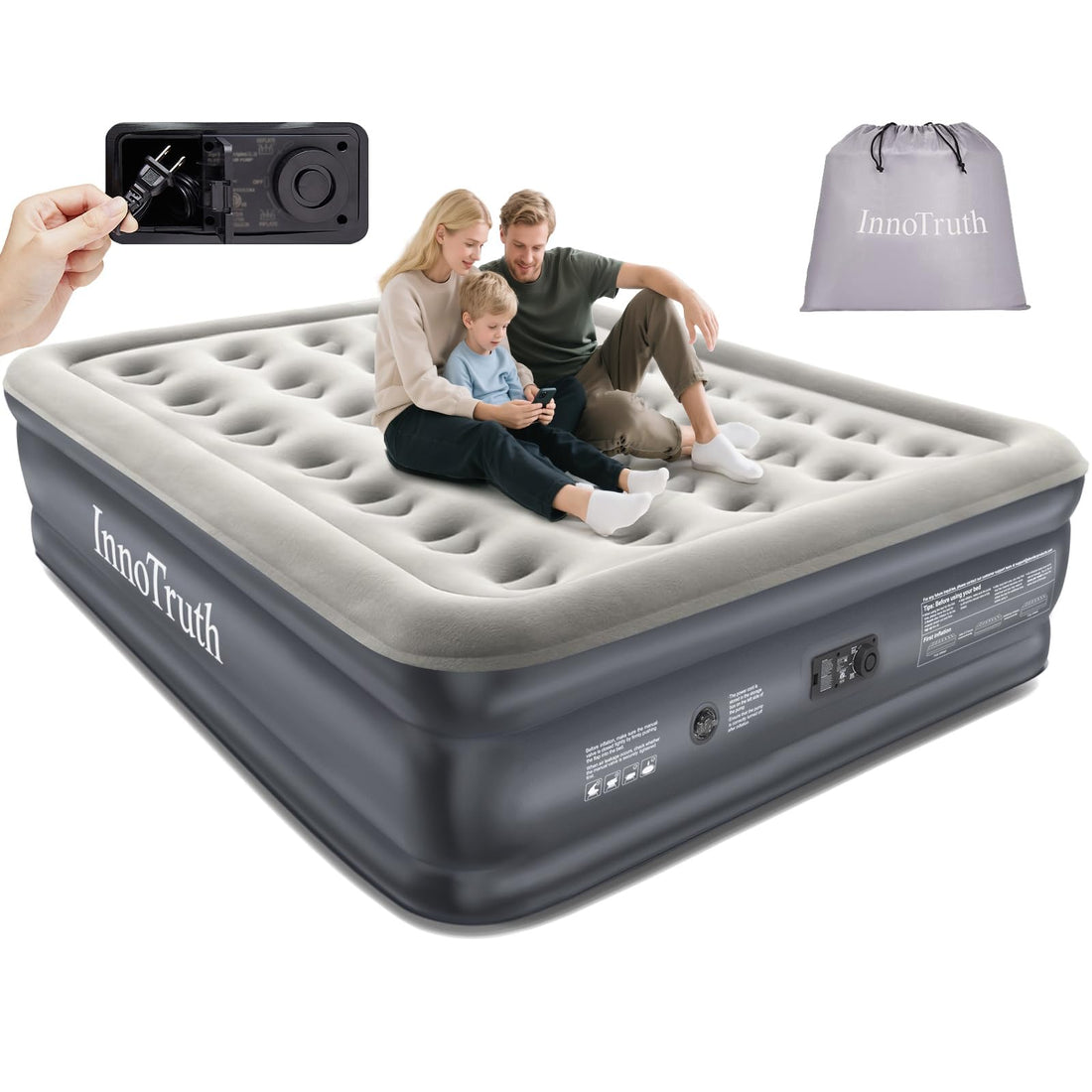 Best Air Mattress with Built-in Pump for Queen Bed Quick setup inflatable queen air mattress with ...