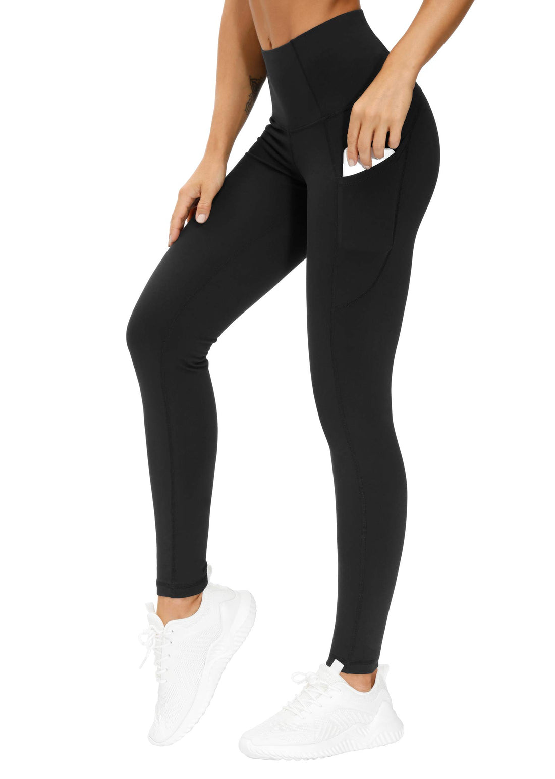 THE GYM PEOPLE Thick High Waist Yoga Pants with Pockets, Tummy Control Workout Running Yoga Leggings for ...