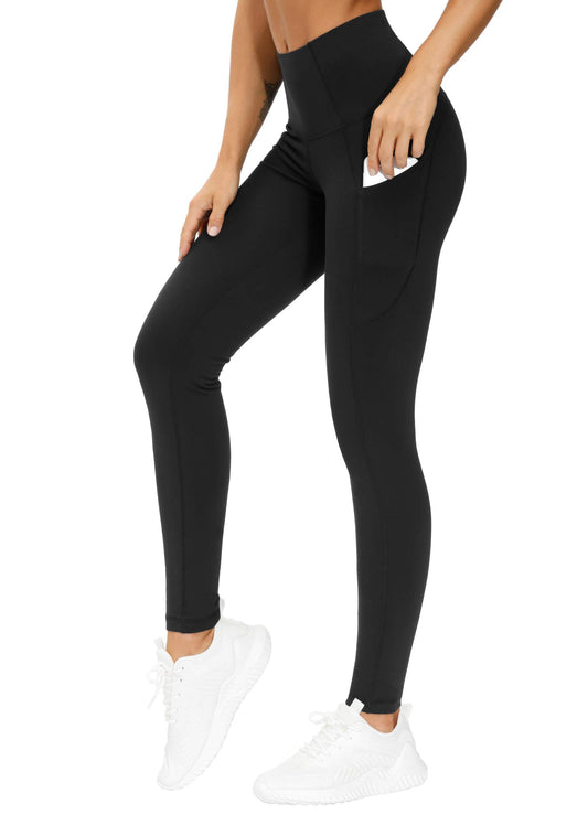 THE GYM PEOPLE Thick High Waist Yoga Pants with Pockets, Tummy Control Workout Running Yoga ...