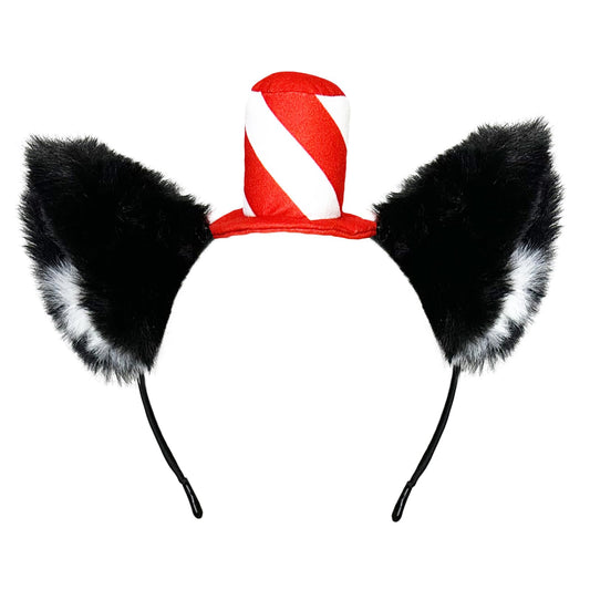 Quirky Red Stovepipe Hat Cat Ears Headband Costume Accessory