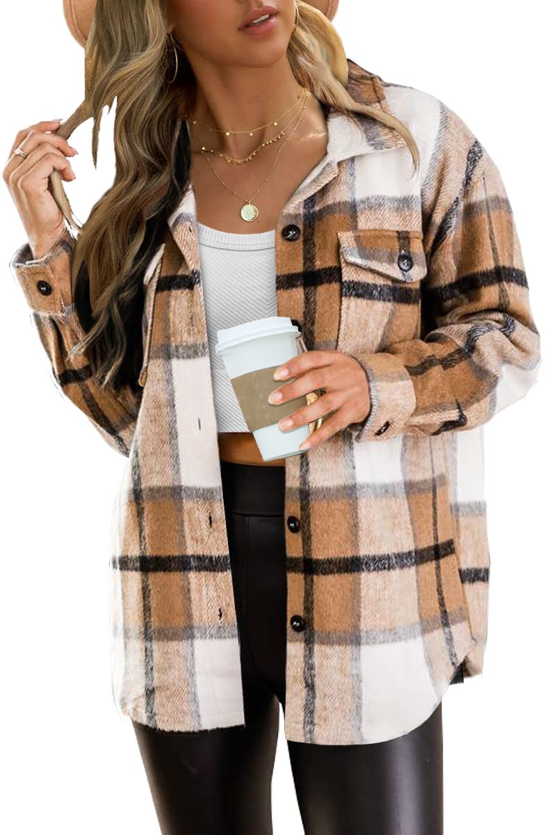 AUTOMET Fall Outfits Womens Fashion Casual Plaid Shackets Button Down Long Sleeve Shirts 2024 ...