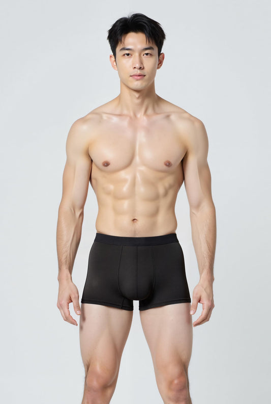 Black Moisture-Wicking Boxer Briefs for Men