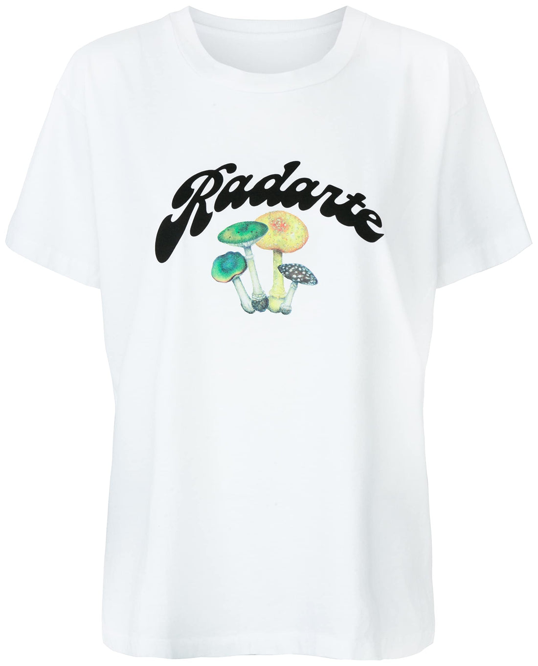 Bold Statement Piece: Radarte's Edgy Mushroom Print White T-Shirt Stunner