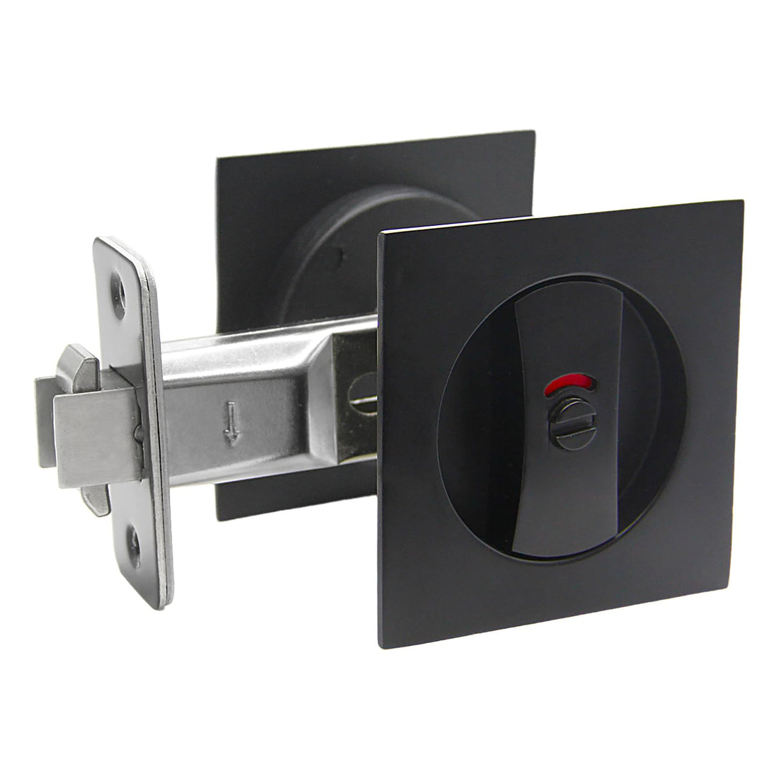 Pocket Door Lock for Bathroom and Bedroom - Recessed 2-Sided Lock with 2 3