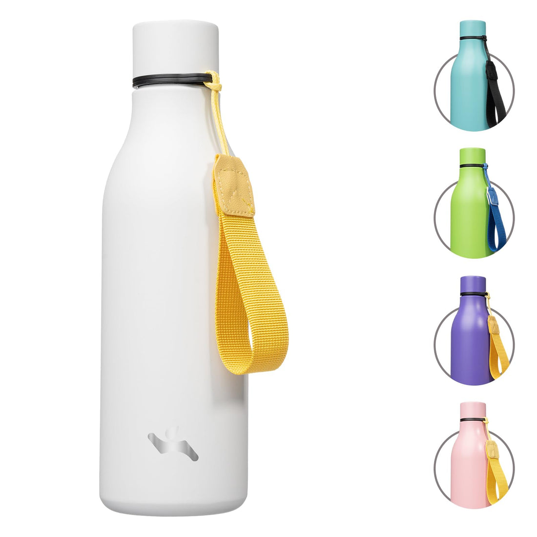 Double Wall Insulated Stainless Steel Water Bottle with Carry Strap.
