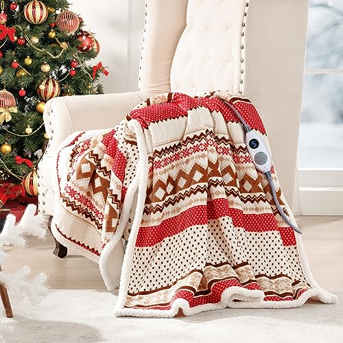 Westinghouse Christmas Heated Throw Blanket, Super Soft Flannel to Sherpa Electric Throw with 6 ...