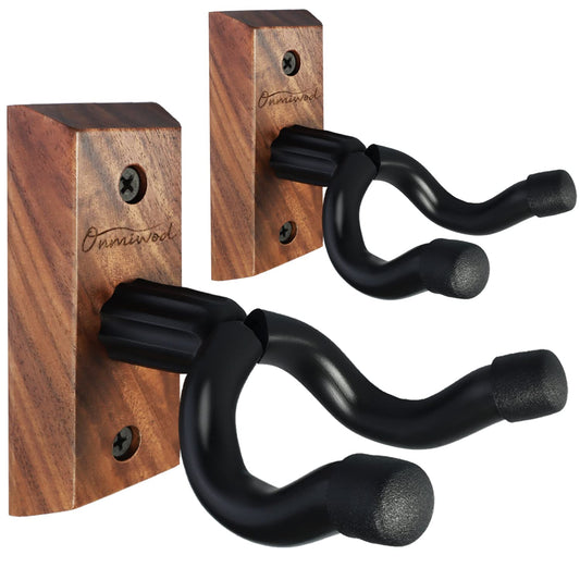 Guitar Wall Mount 2 Pack, Black Walnut Wood Guitar Hanger, U-Shaped Guitar Wall Hanger Mount, ...