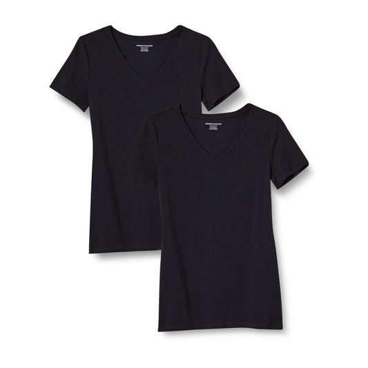 Amazon Essentials Women's Classic-Fit Short-Sleeve V-Neck T-Shirt, Multipacks.