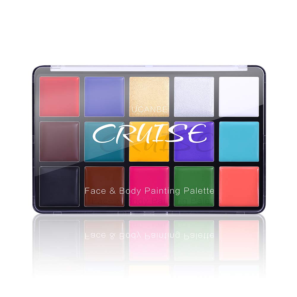 UCANBE Face Body Paint Oil, Professional 15 Colors FX Makeup Palette- Non Toxic Hypoallergenic Saf...