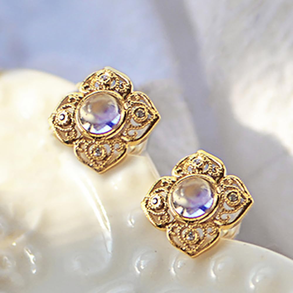 Gold Opal Stud Earrings for Women