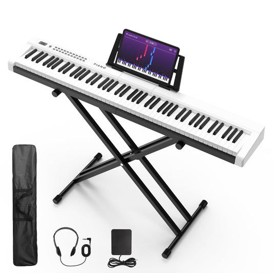 Digital Piano 88 Key Full Size Semi Weighted Electronic Keyboard Piano Set with Stand,Built-In Speakers,Electric Piano ...