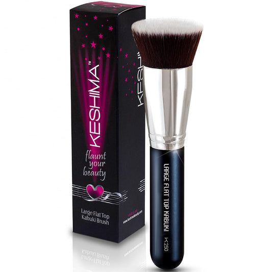 Affordable Metal Flat Top Kabuki Brush for Makeup Foundation Application.