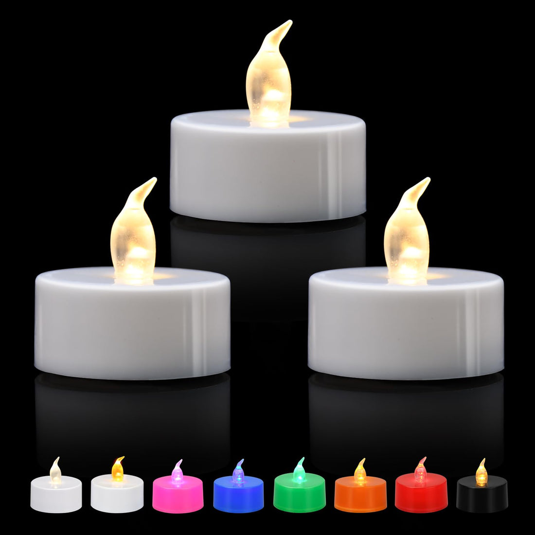 Flickering LED Tea Lights with Long-Lasting Battery Operated Candles