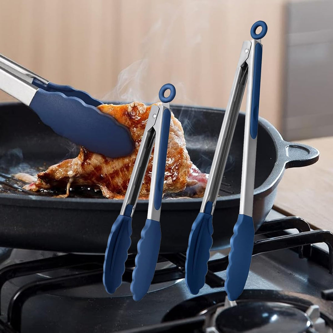 Heat-Resistant Locking Tongs Set