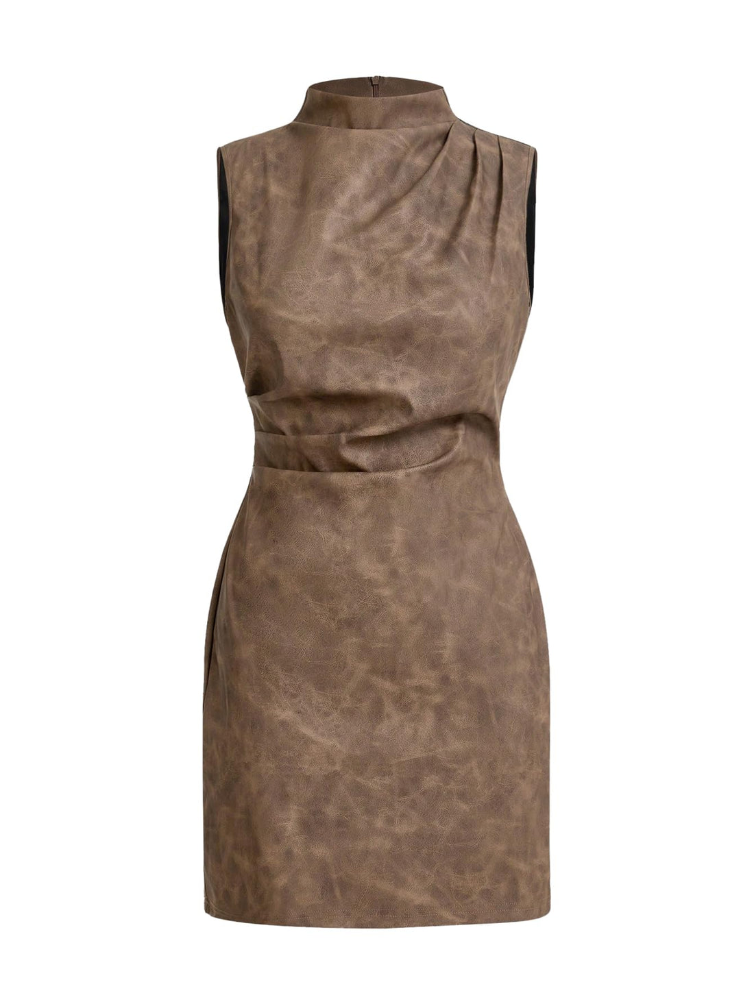 RoseSeek Women's PU Leather Ruched Bodycon Dresses