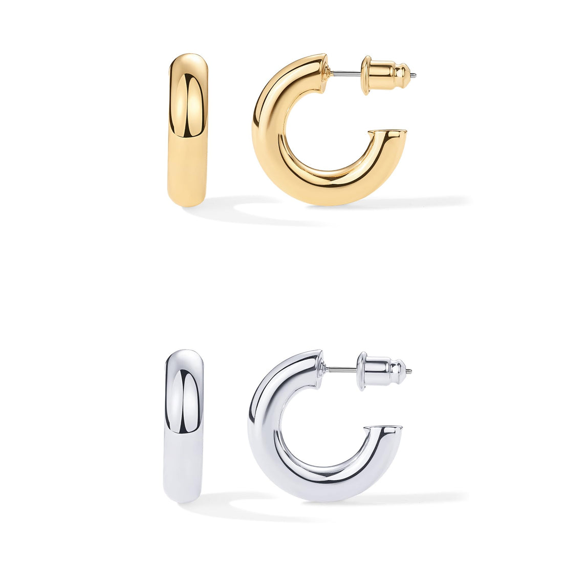 Trendy 14K Gold Plated Chunky Hoop Earrings for Women