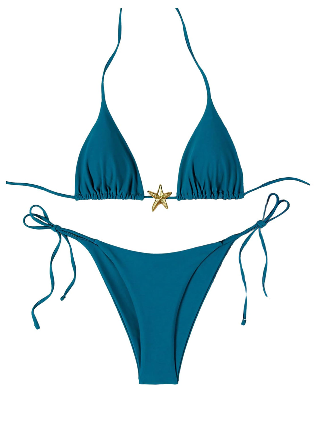 SHENHE Women's 2 Piece Halter Swimsuits Starfish Metal Linked Triangle String Bikini Set