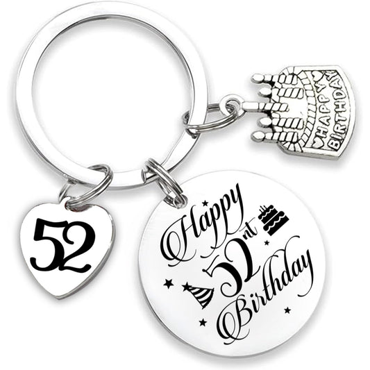 Birthday Keychain Gift for 52 Year Old Him or Her