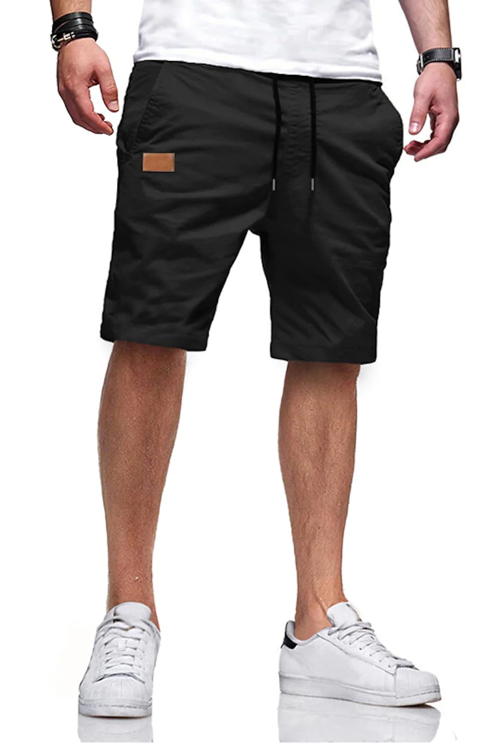 JMIERR Mens Casual Shorts - Cotton Drawstring Summer Beach Stretch Twill Chino Golf Shorts.