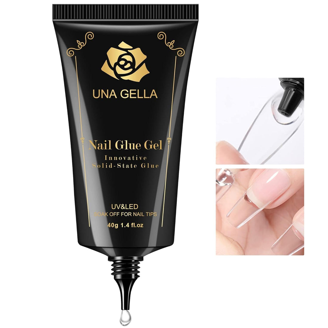 UNA GELLA Soft Gel Nail Tips Gl ue Gel Solid Nail Gl ue Gel 40ml Lamp Curing Needed Soak Off G LUE...