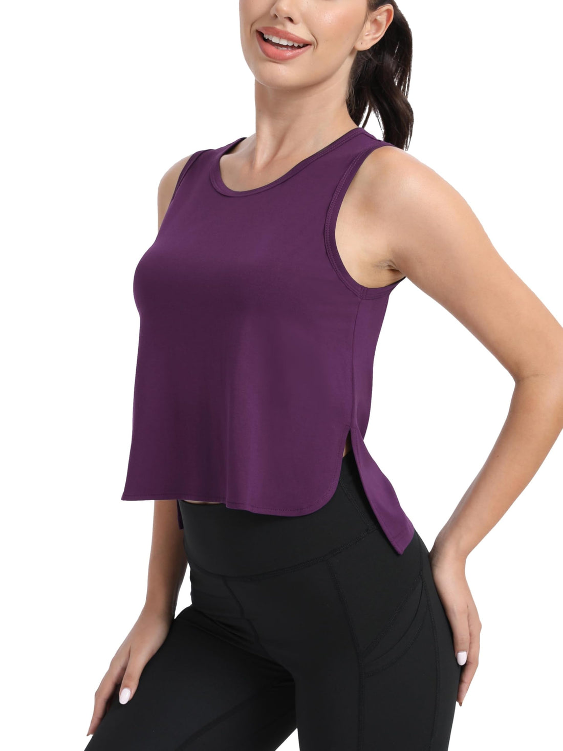 Workout Crop Tops for Women - Sleeveless Gym Tank with Mesh Back