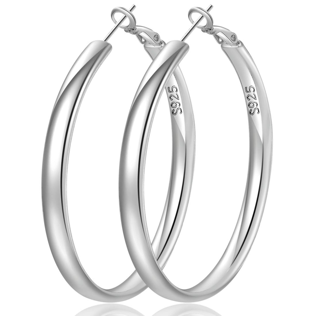 Sterling Silver Hoop Earrings for Women, Hypoallergenic & Lightweight Design.