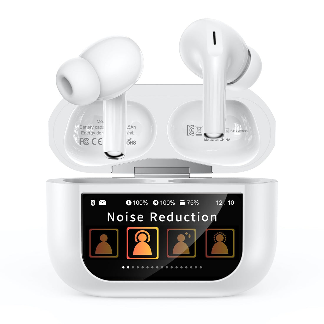 Advanced Wireless Earbuds with Noise Cancellation and Multifunctional Touch Screen