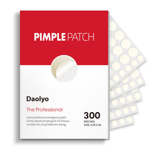 Daolyo Pimple Patches for Face, 4 Size 300 Counts Acne Patches, Hydrocolloid Patches for Covering Zits and Blemishes, ...