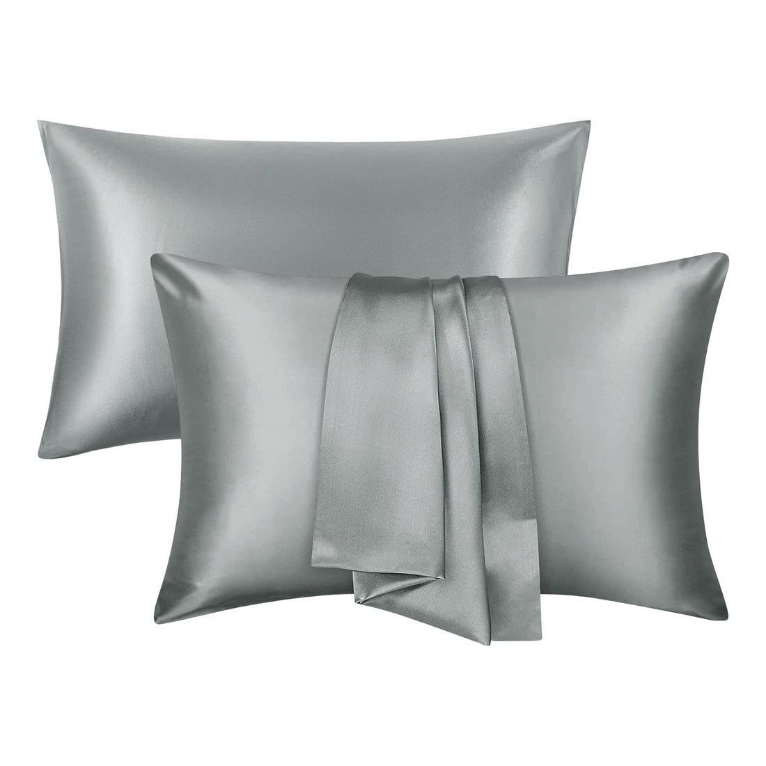 Dark Gray Satin Pillowcase Set