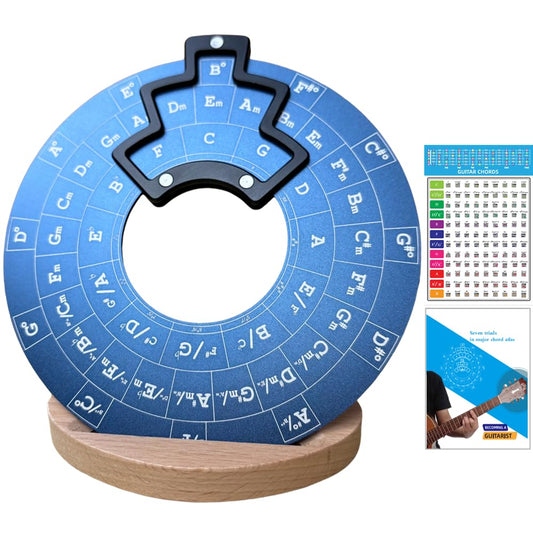 Ssllretu Circle of Fifths Wheel Metal Melody Tool with Guitar Chord Chart Music Theory Book and Wooden Stand for ...