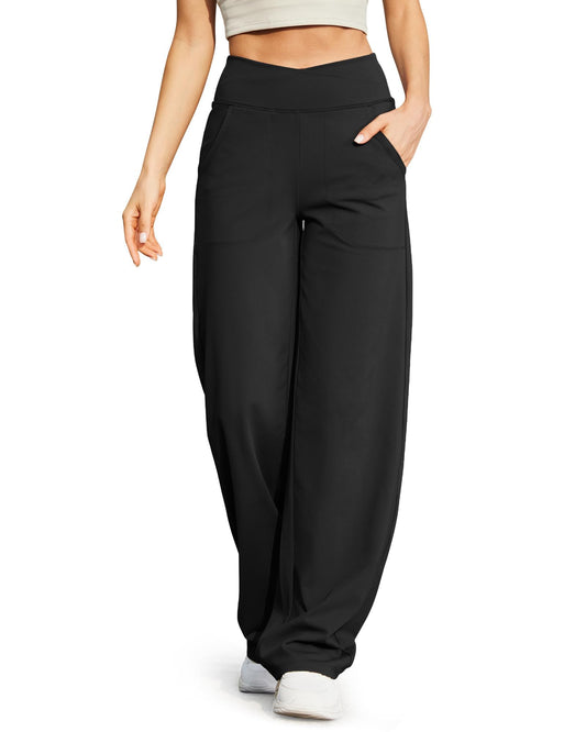 Vibin' Chic Loose Leg Pants for Comfortable Women's Yoga Wear.