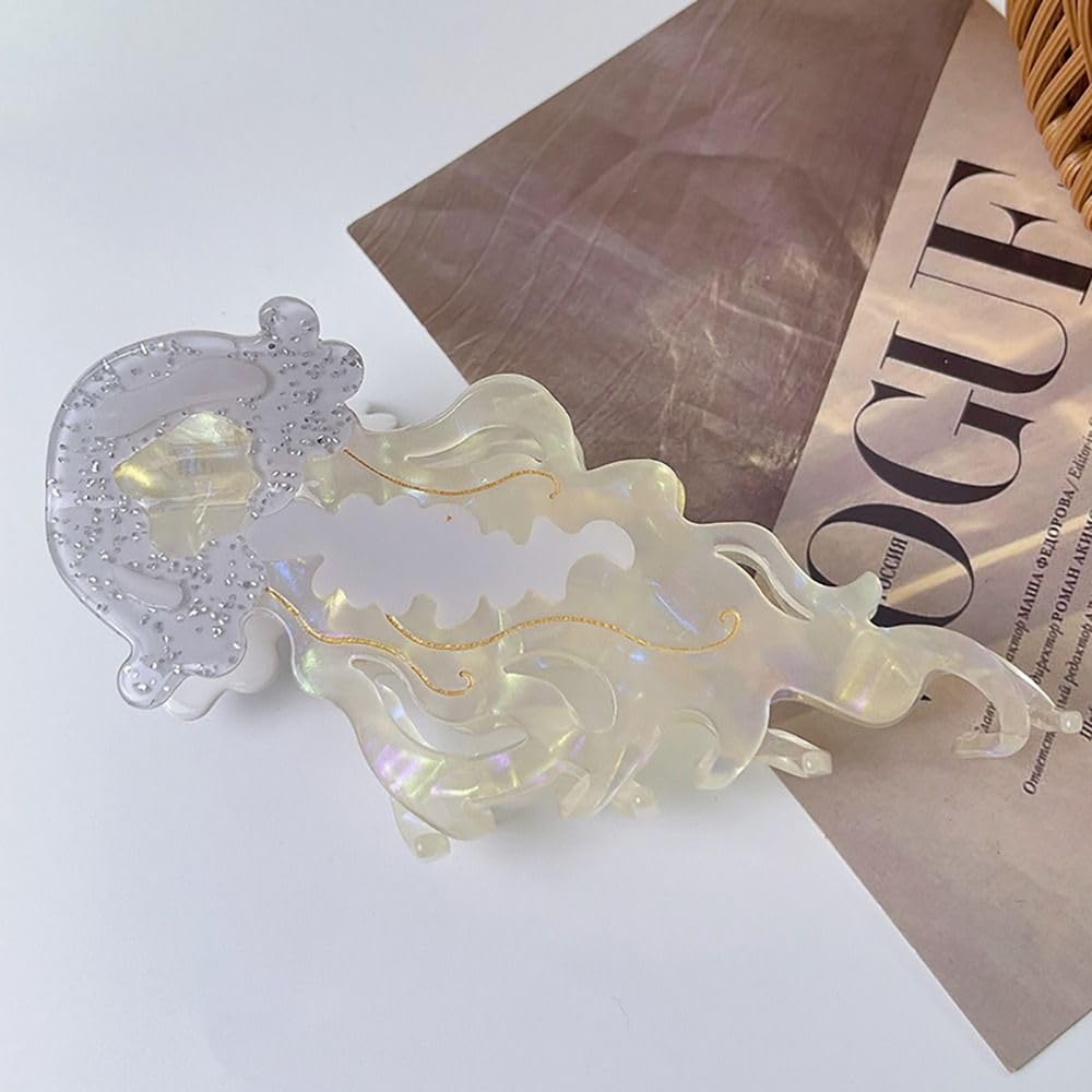 Jellyfish Hair Clip in Silver White for Summer