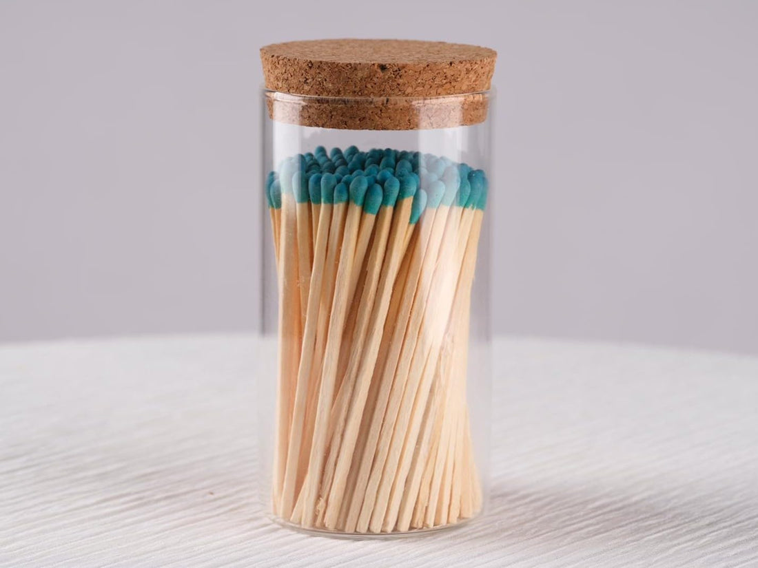 Noblesse Colored Safety Matches for Candles, 150 Pieces, Glass Jar.